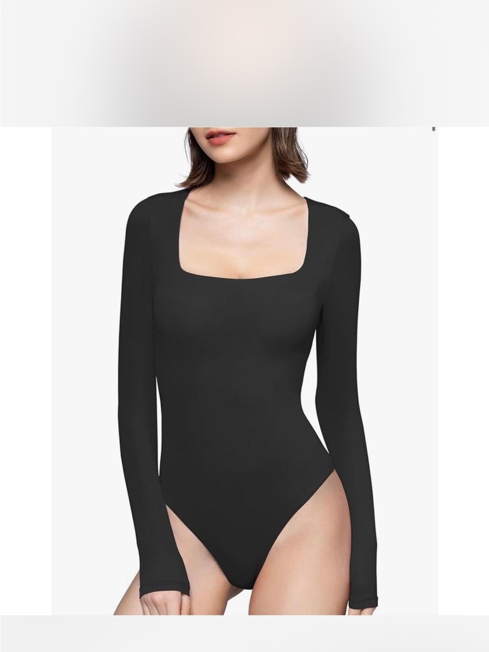 Black Square-Neck Long Sleeve Bodysuit - Women show me your mumu